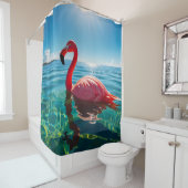 Roze flamingo onder de hemel douchegordijn (In situ)