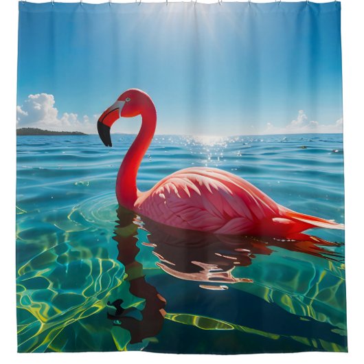 Roze flamingo onder de hemel douchegordijn (Voorkant)
