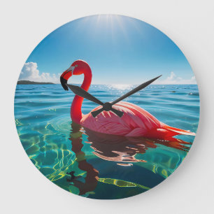 Roze flamingo onder de hemel grote klok