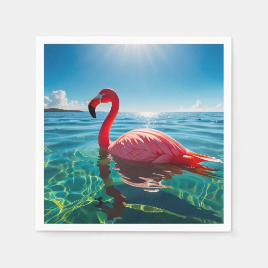 Roze flamingo onder de hemel servet (Voorkant)