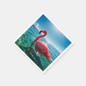 Roze flamingo onder de hemel servet (Hoek)