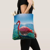 Roze flamingo onder de hemel tote bag (Dichtbij)