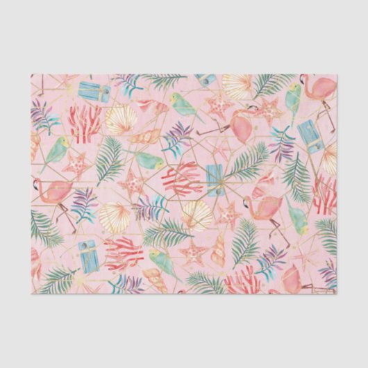 Roze Flamingo (Ontwerp 2 van de Roze Serie) Tissuepapier (Voorkant)