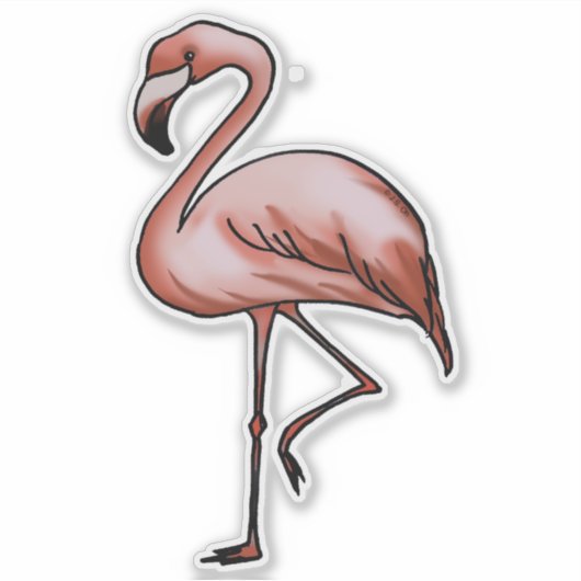 roze flamingo-ontwerp sticker (Voorkant)
