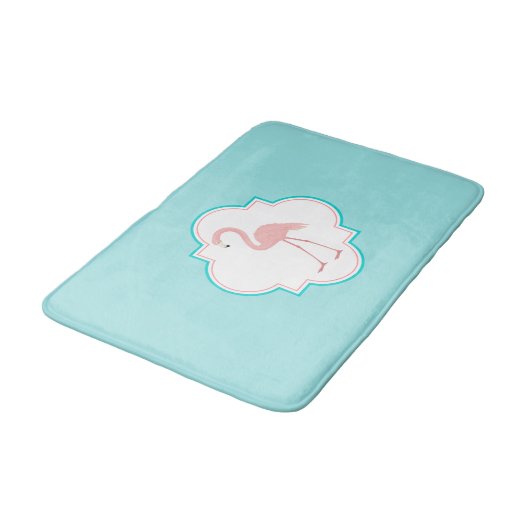 Roze Flamingo op Aqua Background Badmat (Gekanteld)