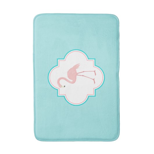 Roze Flamingo op Aqua Background Badmat (Voorkant Verticaal)