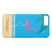 Roze Flamingo op Beach iPhone 7 plus Hoesje (Achterkant (Horizontaal))
