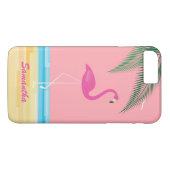 Roze Flamingo op Beach iPhone 7 plus Hoesje Coral (Achterkant (Horizontaal))