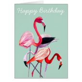 roze flamingo op blauw (Voorkant)
