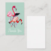 roze flamingo op blauw notitiekaartje (Voorkant / Achterkant)