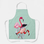 roze flamingo op blauw schort (Voorkant)