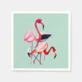  roze flamingo op blauw servet (Voorkant)