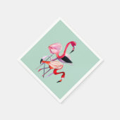  roze flamingo op blauw servet (Hoek)