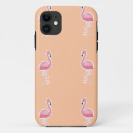 roze flamingo op bleek sinaasappel Case-Mate iPhone case