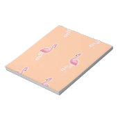 roze flamingo op bleek sinaasappel notitieblok (Linkerzijde)