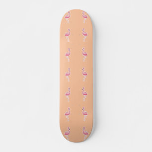 roze flamingo op bleek sinaasappel persoonlijk skateboard
