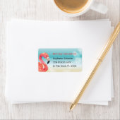 Roze Flamingo op Bokeh Beach Nieuw adres Etiket (Insitu)