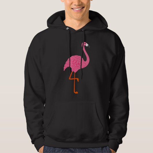 Roze Flamingo op een been voor Bird & Natuur Beach Hoodie (Voorkant)
