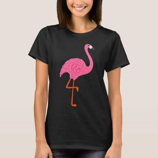 Roze Flamingo op een been voor Bird & Natuur Beach T-shirt (Voorkant)