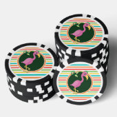 Roze Flamingo op heldere regenboogstrepen Pokerchips (Opstapeling)