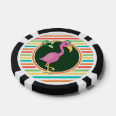 Roze Flamingo op heldere regenboogstrepen Pokerchips (Enkel)
