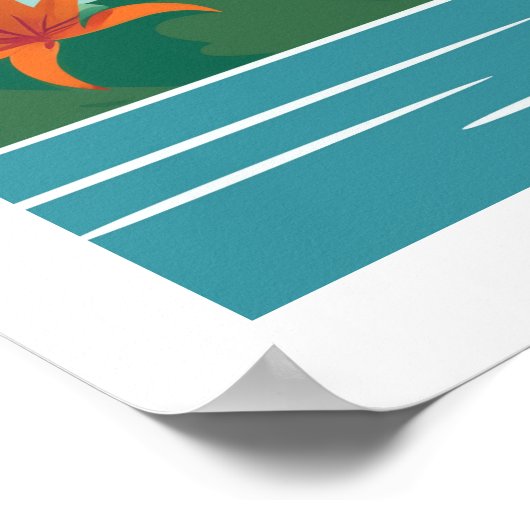  roze flamingo op het strand poster (Hoek)