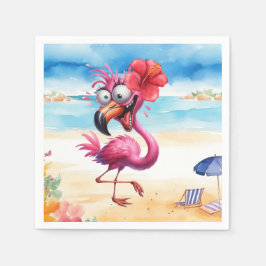 Roze Flamingo op het strand Servet