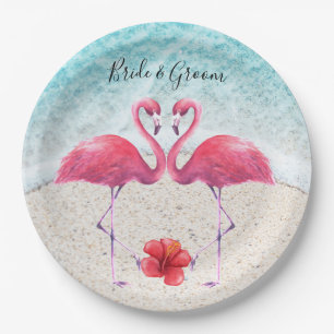 Roze Flamingo op het strand Weddenschap Papieren B Bordje