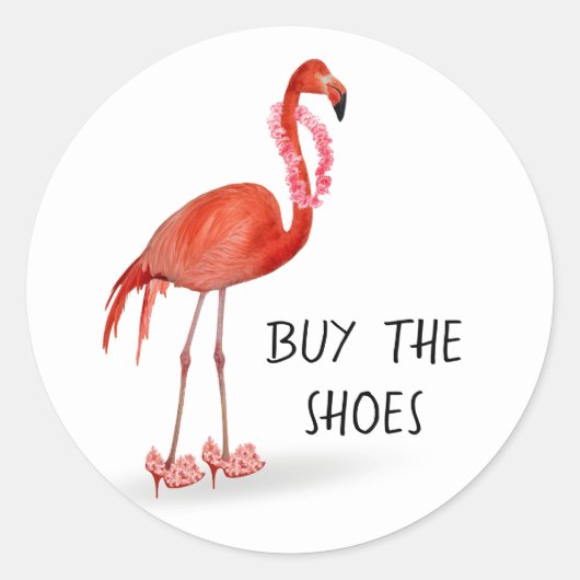 Roze flamingo op hoge hakken ronde sticker (Voorkant)