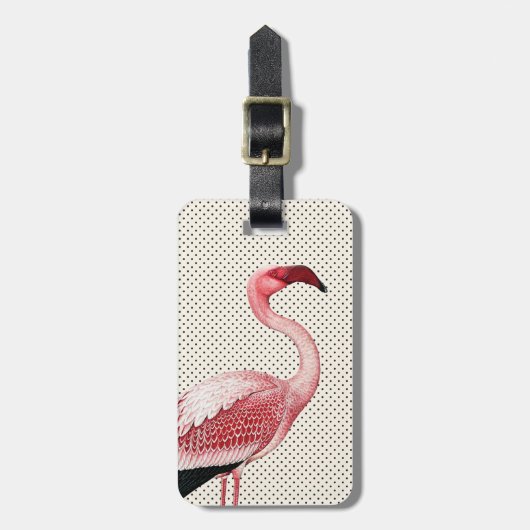 Roze Flamingo op poka Dots Bagagelabel (Voorkant verticaal)