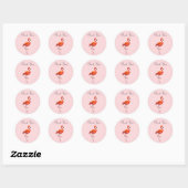 Roze Flamingo op Roze Dank Je Ronde Sticker (Vel)