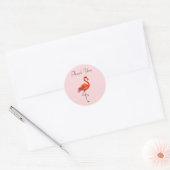 Roze Flamingo op Roze Dank Je Ronde Sticker (Envelop)