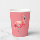 Roze Flamingo op roze papieren bekers (Achterkant)