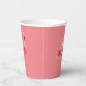 Roze Flamingo op roze papieren bekers (Rechts)