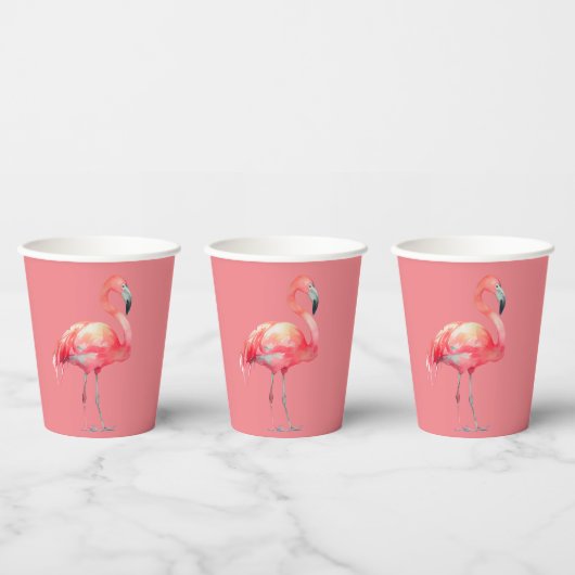 Roze Flamingo op roze papieren bekers (Multi)