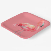Roze Flamingo op roze papieren bord (Gebogen)