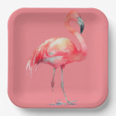 Roze Flamingo op roze papieren bord (Voorkant)