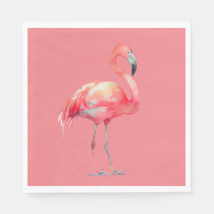 Roze Flamingo op roze papieren servetten