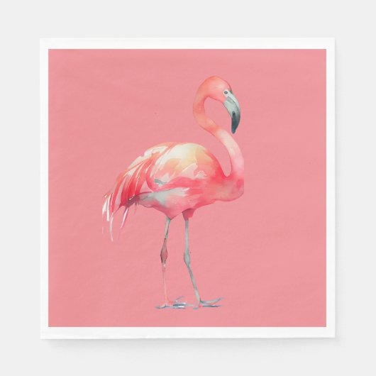 Roze Flamingo op roze papieren servetten (Voorkant)