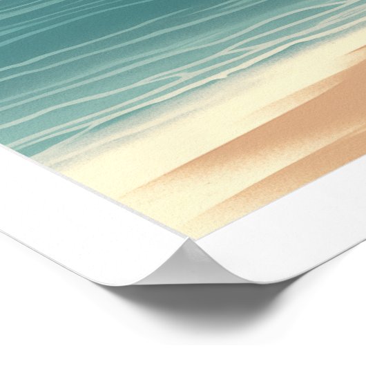 roze flamingo op strand Poster (Hoek)