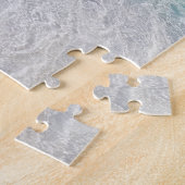 Roze Flamingo op tropisch strand Legpuzzel (Zijkant)