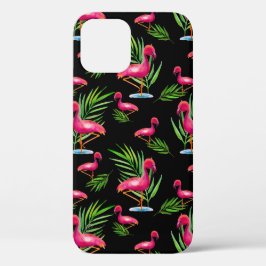 Roze Flamingo op zwart Case-Mate iPhone Case