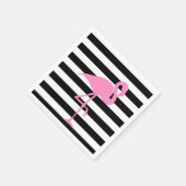 Roze Flamingo op zwart en wit gestreept Servet (Hoek)