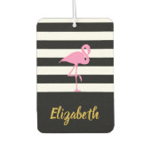 Roze Flamingo op zwart en wit Luchtverfrisser (Voorkant)