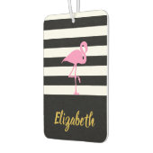 Roze Flamingo op zwart en wit Luchtverfrisser (Links)