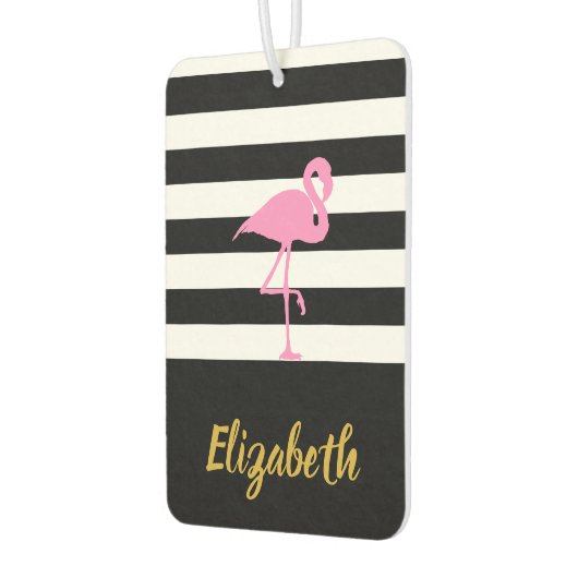 Roze Flamingo op zwart en wit Luchtverfrisser (Links)