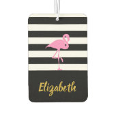 Roze Flamingo op zwart en wit Luchtverfrisser (Achterkant)