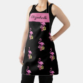 Roze Flamingo op zwart over het Schort van de Druk (Insitu)