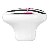 Roze Flamingo op zwarte en witte strepen Keramische Knop (Zijkant)