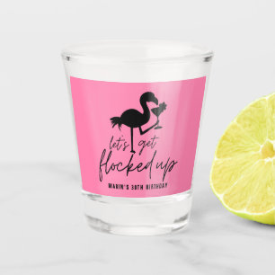 Roze Flamingo Opgevlokt Tropical Beach Verjaardag Shot Glas